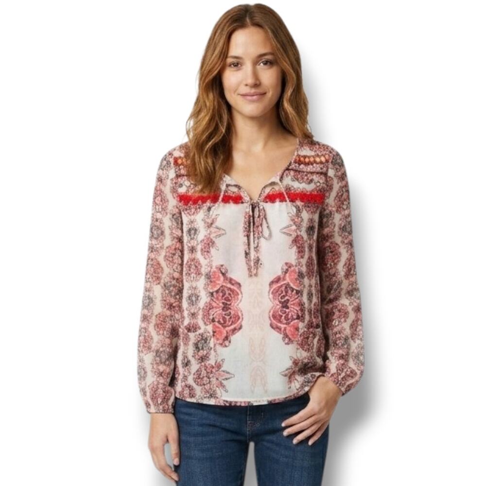 Style & Co Women’s Floral Semi-Sheer Button Front Blouse - Small - Picture 7 of 7